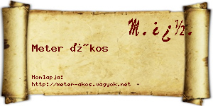 Meter Ákos névjegykártya